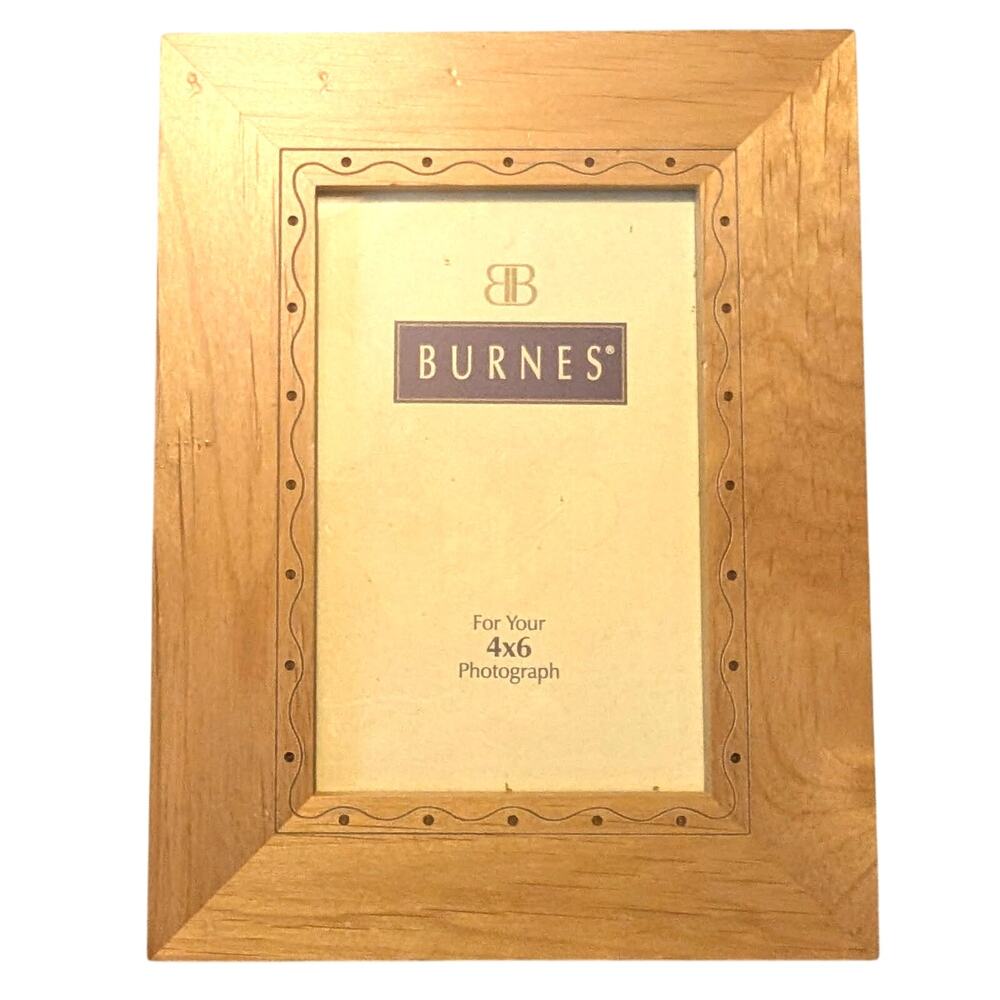 Burnes of Boston Engraved Honey Color Wood Picture Photo Frame 4 X 6 inches